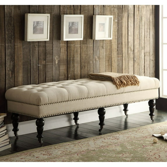 Linon Isabelle Velvet Tufted Bench, Multiple Sizes and Colors