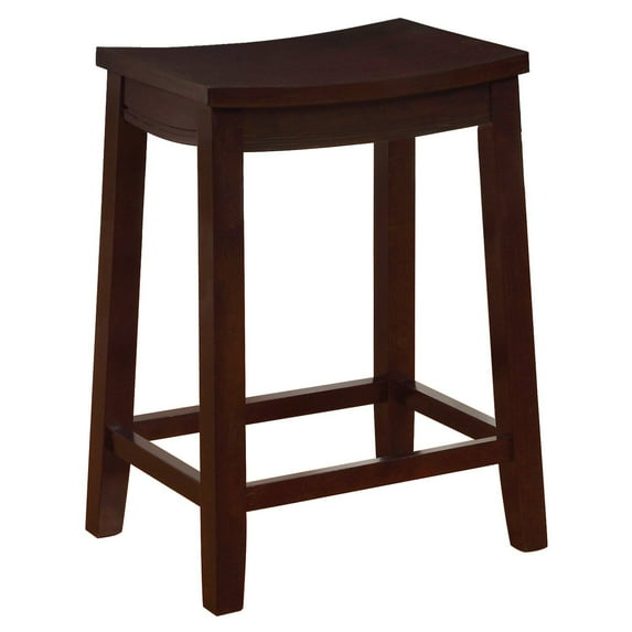 Linon Jacob Backless Wood Counter Stool, 24" Seat Height, Rich Walnut Finish