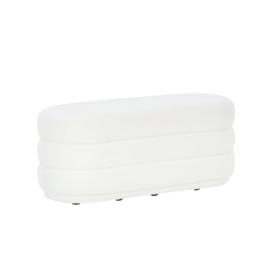 Linon Jacoby Oblong Ottoman, White Sherpa