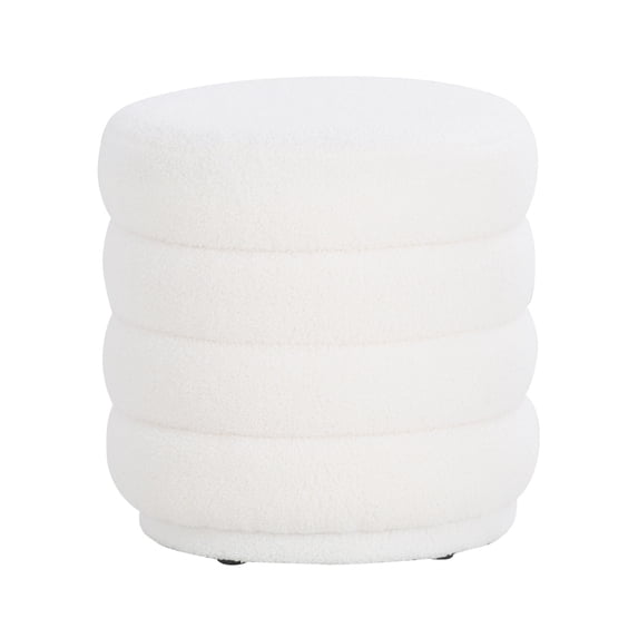 Linon Jacoby Round Ottoman, White Sherpa