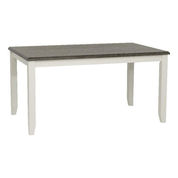 Linon Jane 2 Tone Wood Dining Table in Smokey Gray Top and Vanilla White Base