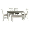 thumbnail image 1 of Linon Jane 6 Pce Upholstered Dining Set with Bench in Vanilla White/Gray Wood, 1 of 16