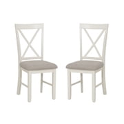 Linon Jane Farmhouse Indoor Cross Back Dining Chairs, Set of 2, Vanilla White/Light Gray