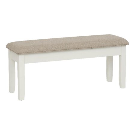 Linon Jane Storage Bench Light Tan Padded Seat and Vanilla White Painted Wood