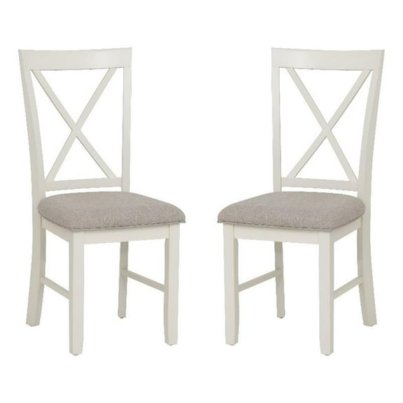 Linon Jane X-Back Upholstered Dining Side Chairs Set of 2 in Vanilla White Wood