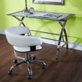 thumbnail image 1 of Jared Metal Desk and Task Chair Set, World Map Printing Glass with White Desk Chair, 1 of 8