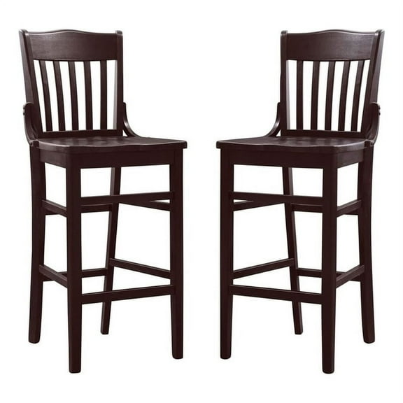 Linon Jasper Wood Commercial Grade Set of Two Barstools in Brown