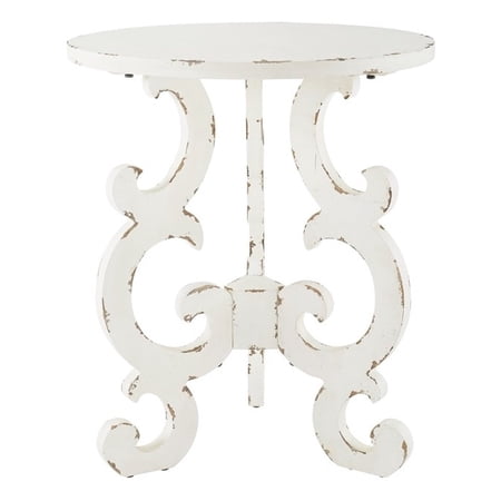 Linon Jenna Distressed Wood End Table in White