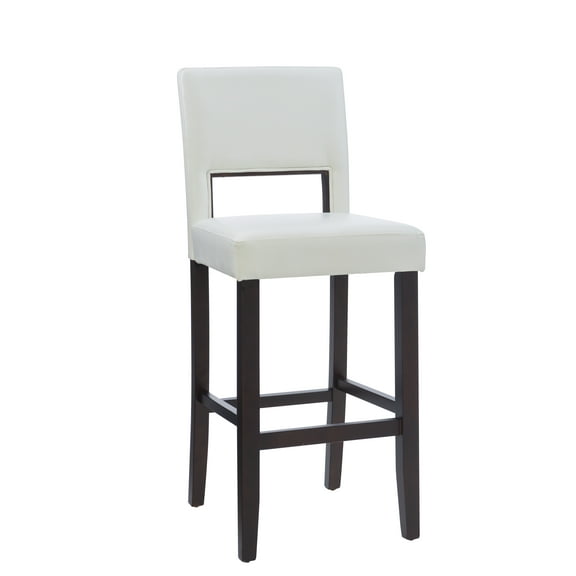 Linon Jevon 30" Mid Back Indoor Upholstered Bar Stool, Espresso/ White Faux Leather