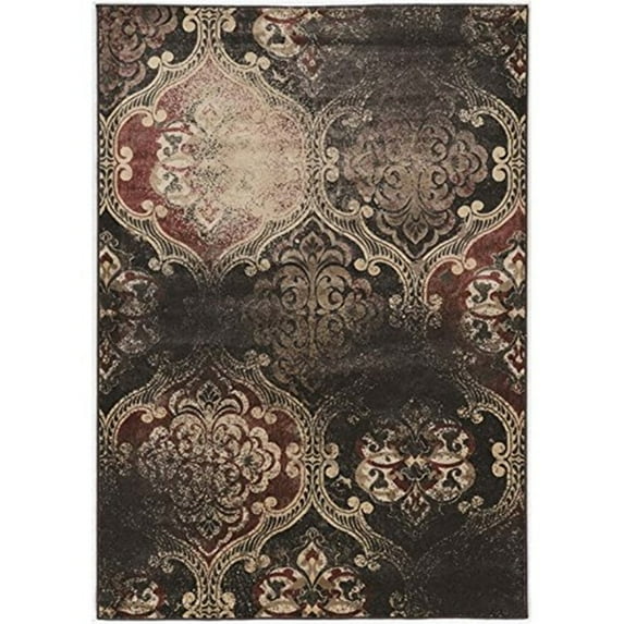 Linon Jewel Arthur Machine Made Polypropylene 5'x7'6" Rug in Blue