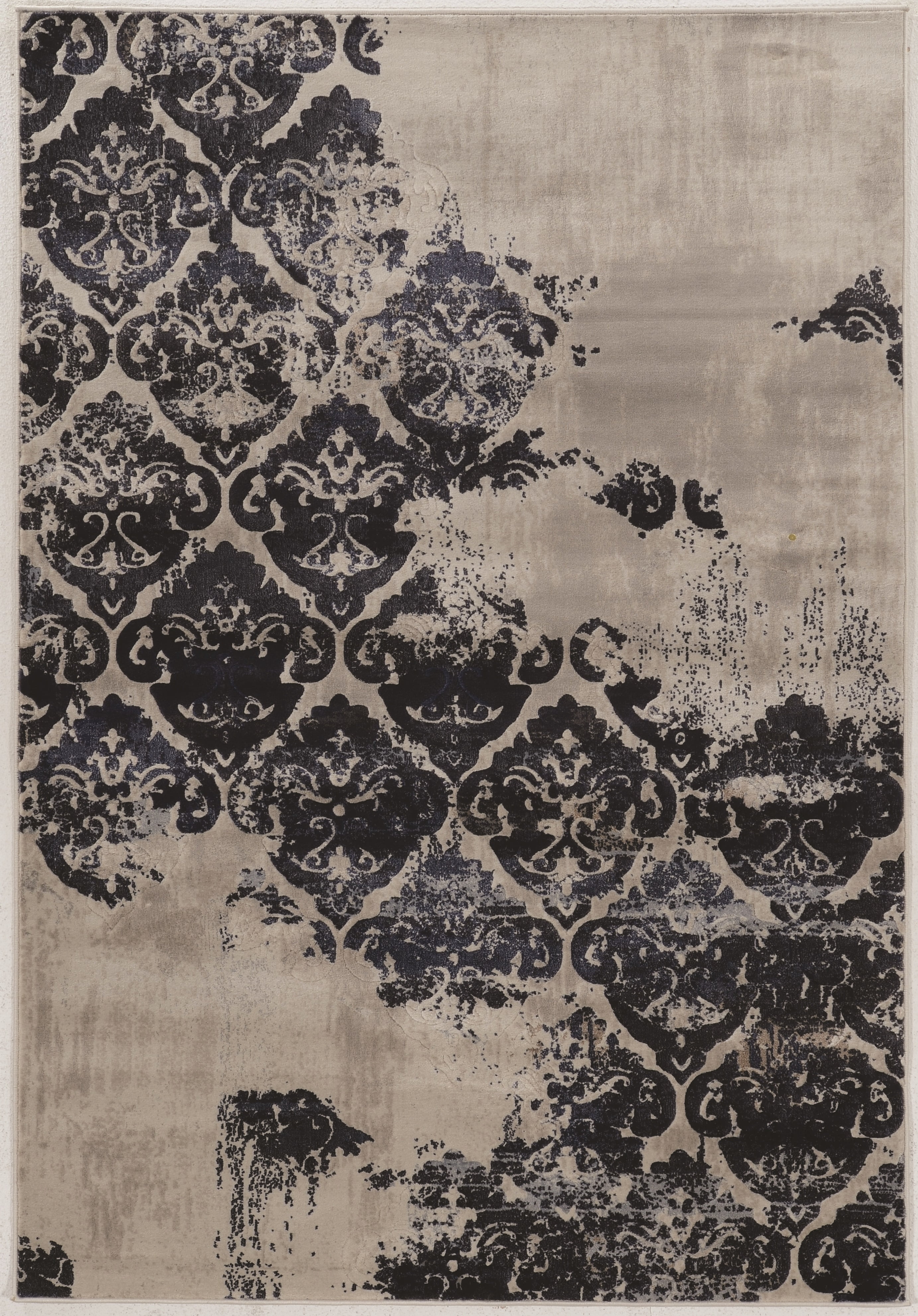 Jewel Clara Beige Navy Area Rug 5x7.6 Powerloomed 100% Polypropylene