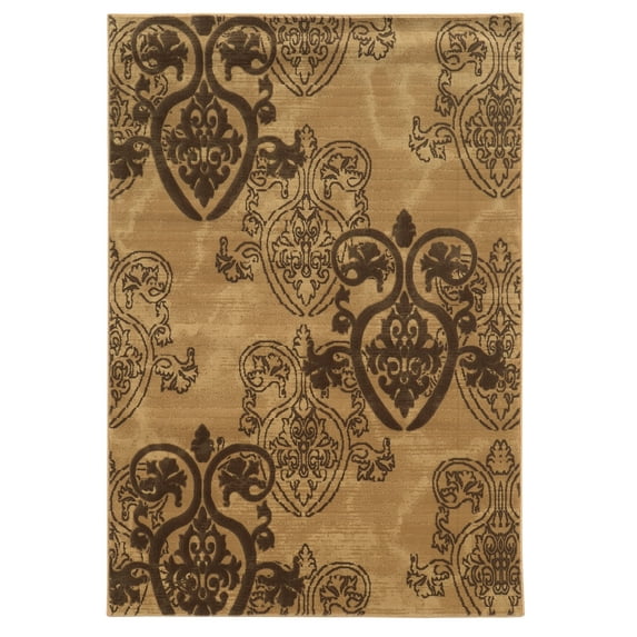 Linon Jewel Floral Flowers Transitional Area Rug, Beige