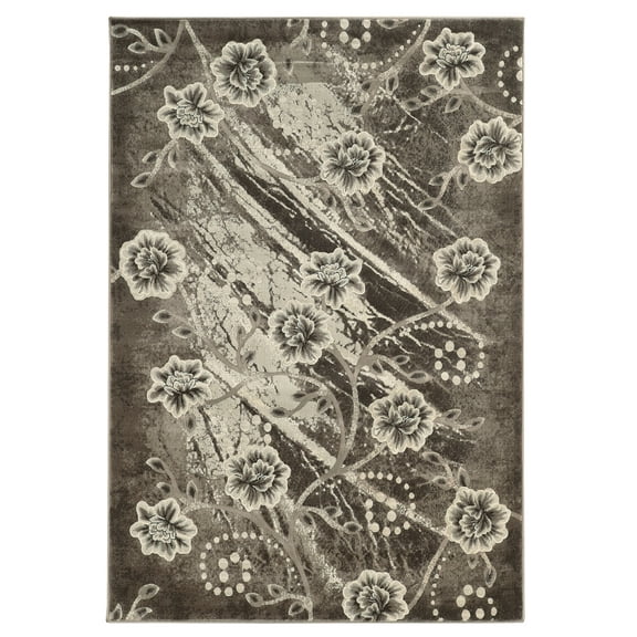 Linon Jewel Marsden Machine Made Polypropylene 5'x7'6" Rug in Brown