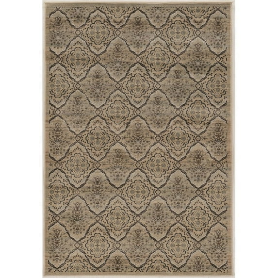 Linon Jewel Trellis Machine Made Polypropylene 5'x7'6" Rug in Beige