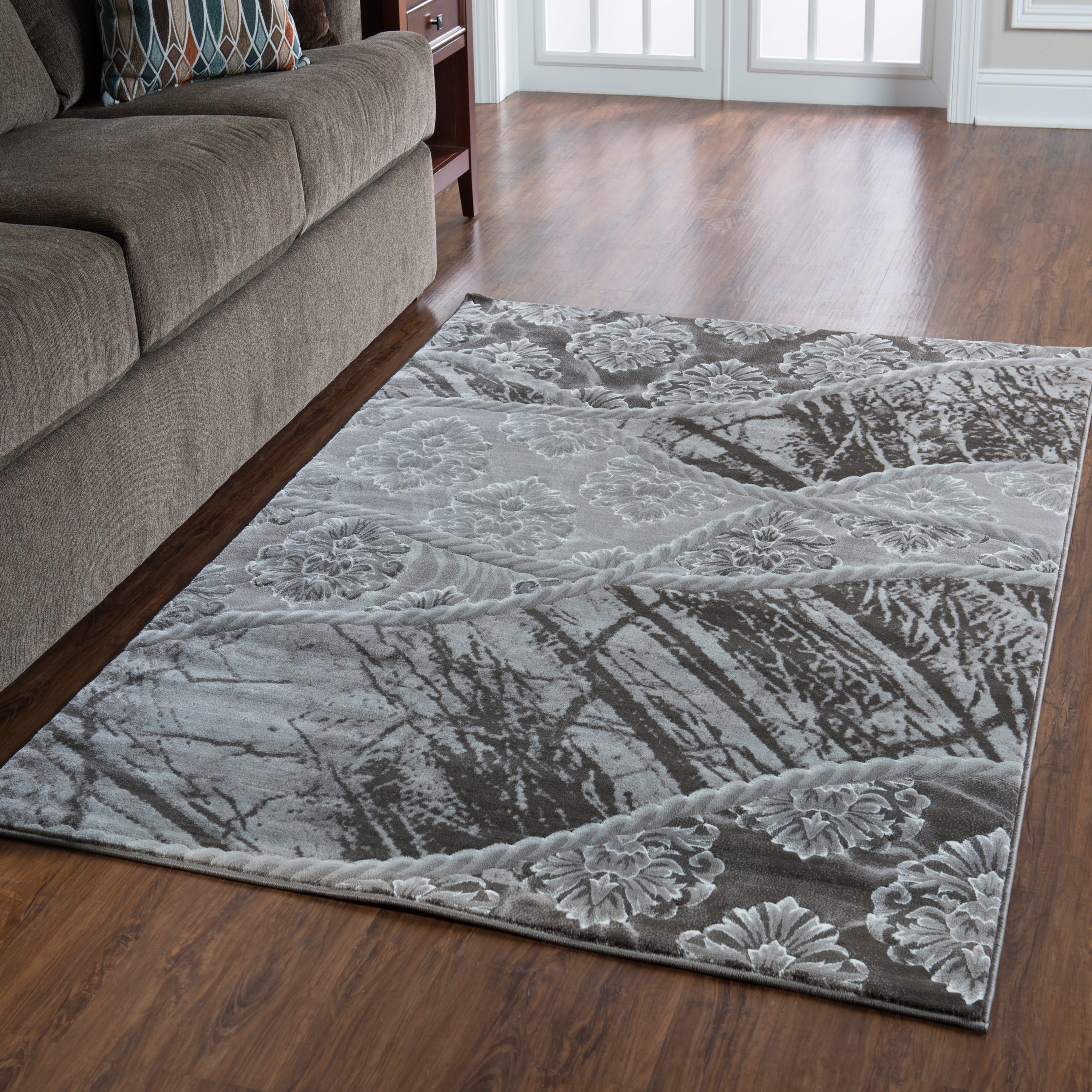 Black and Brown 8' x 10' Synthetic Rectangular Rug