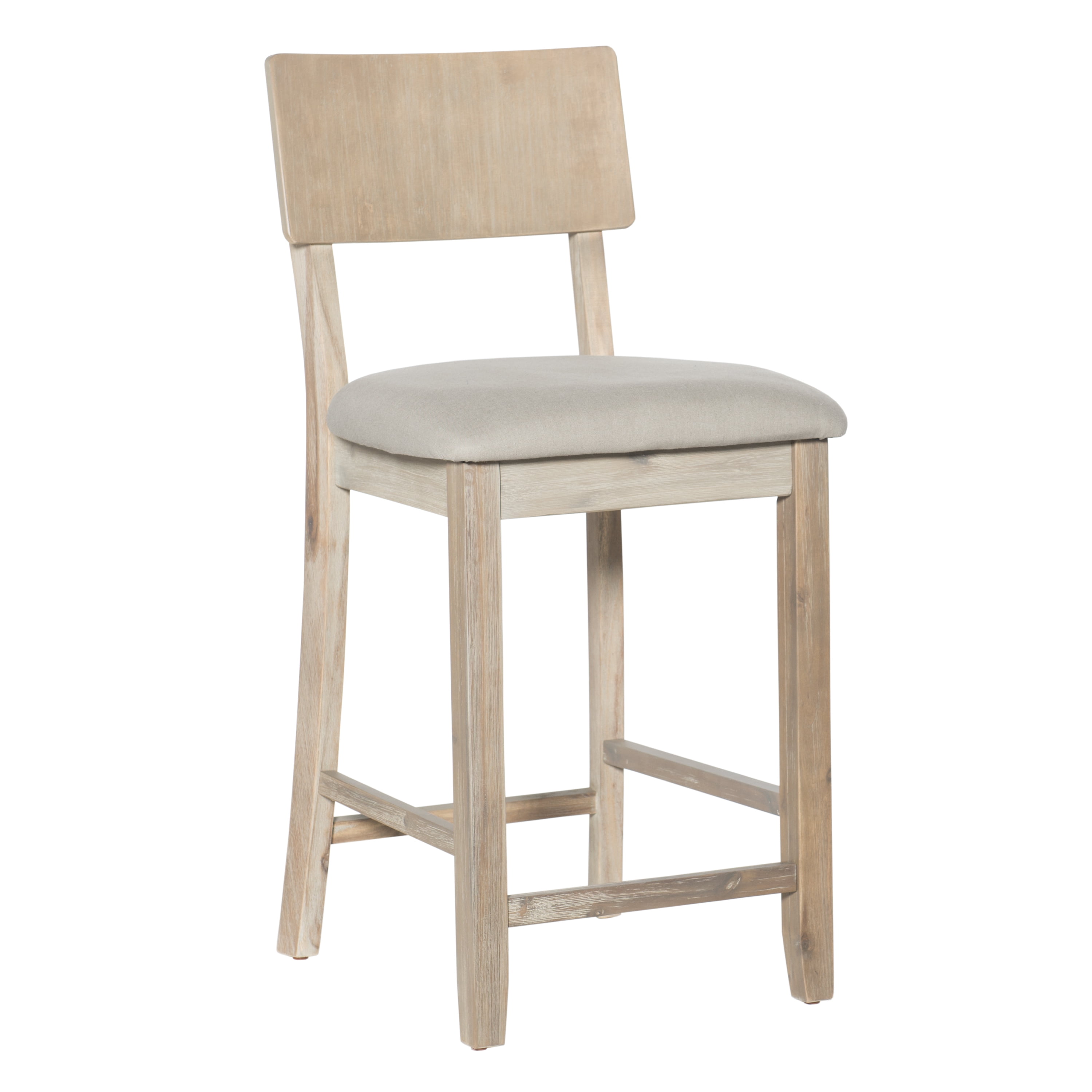 Gray Wood Backless Counter Stool with Padded Seat