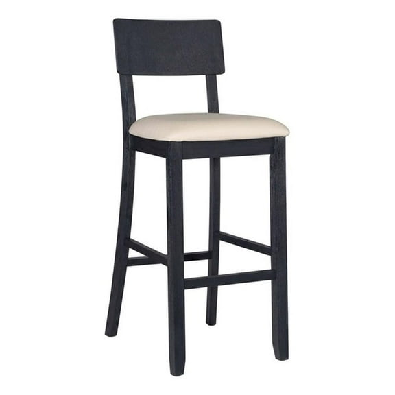 Linon Jordan Wood 31.5" Barstool in Dark Charcoal Gray