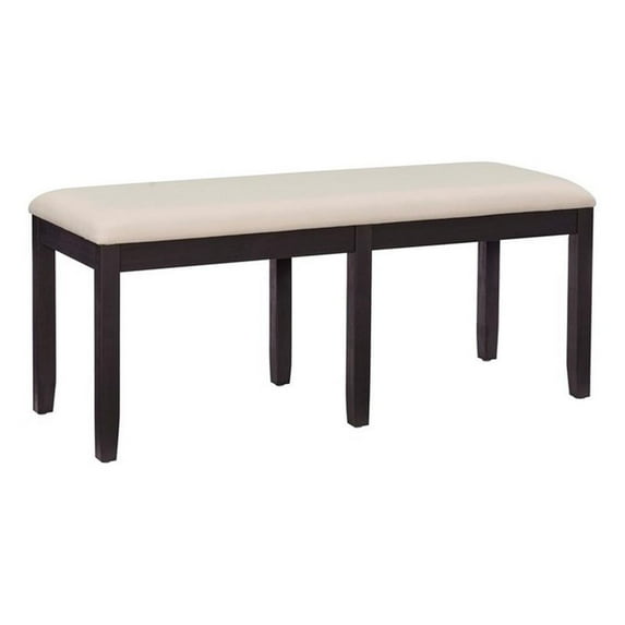 Linon Jordan Wood Backless Bench in Dark Charcoal Gray