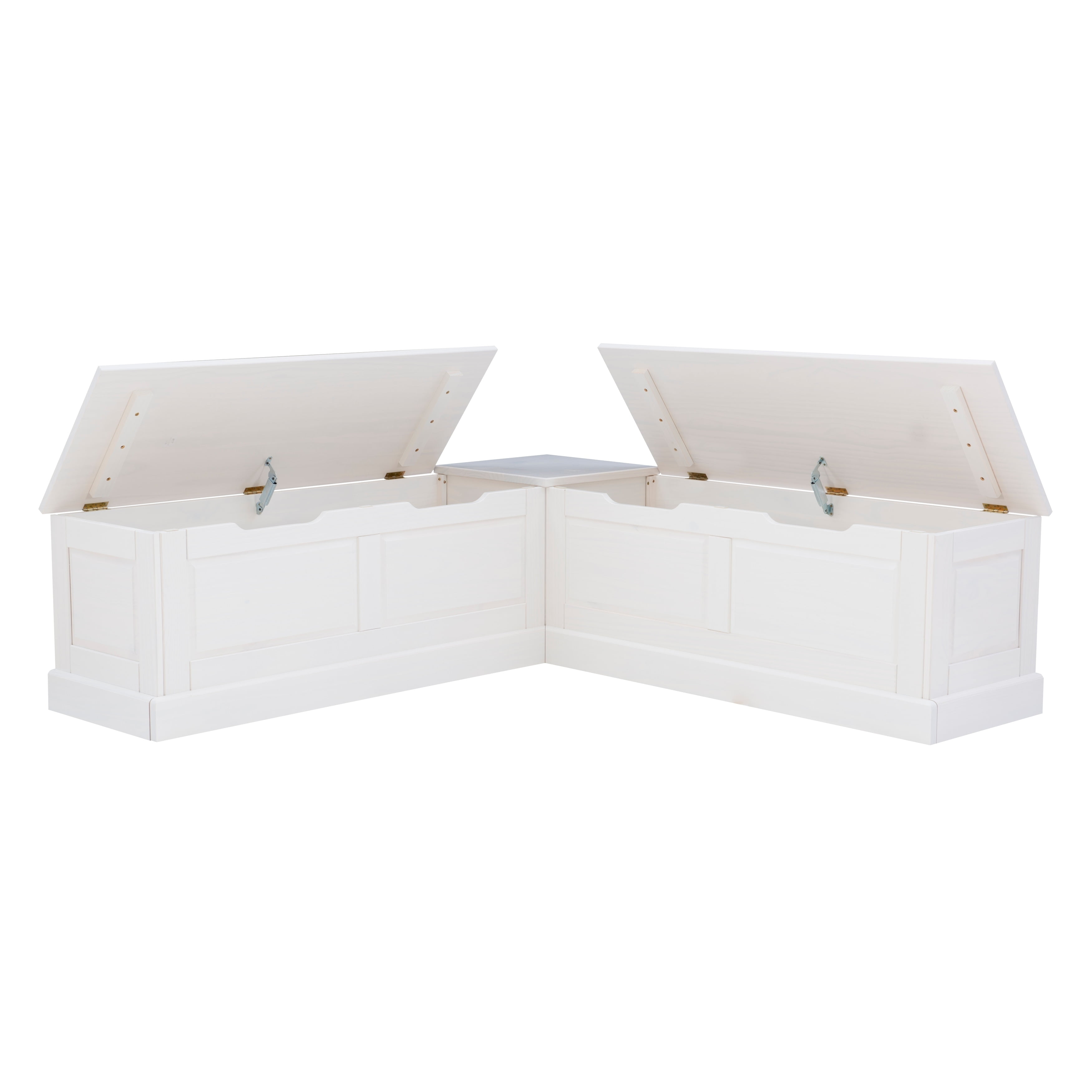 White Pine L-Shaped Backless Breakfast Nook Bench with Storage