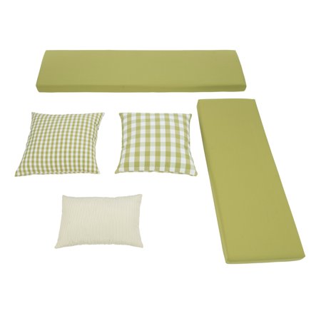 Contemporary Home Living 5-Piece Geometric Cushion and Pillow Set - 62.5" - Apple Green