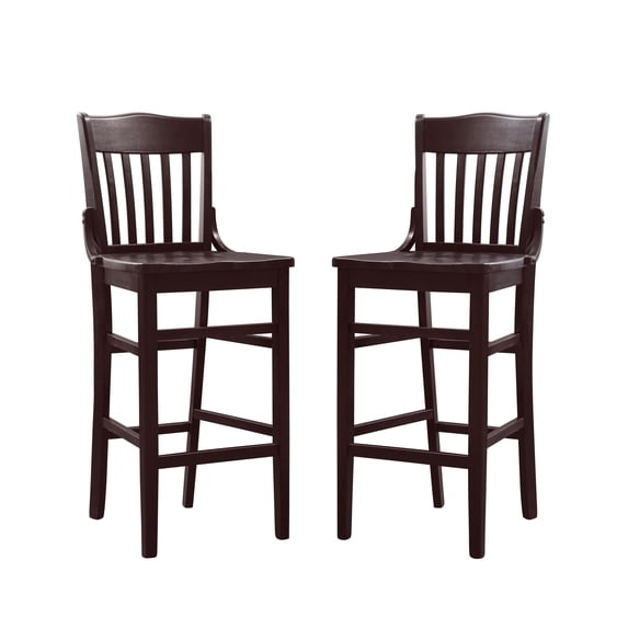 Linon Judah High Back 30" Bar Stools Set, 2-Piece, Brown Finish