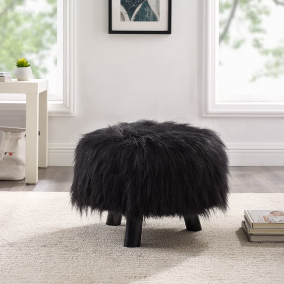 Linon Home Decor Faux Fur Stool, Multiple Colors