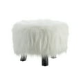 thumbnail image 1 of Linon June Faux Fur Wood Upholstered Foot Stool in White, 1 of 5