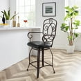 thumbnail image 1 of Linon Jurgens 24" Round Metal High Back Counter Stool, Matte Bronze/Dark Brown Faux Leather, 1 of 17