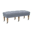 thumbnail image 1 of Linon Kacie 50" Wide Button Tufted Bench, Distressed Gray with Washed Blue Linen, 1 of 7