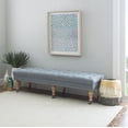 thumbnail image 1 of Linon Kacie 62" Wide Button Tufted Bench, Distressed Gray with Washed Blue Linen, 1 of 7