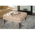 thumbnail image 1 of Linon Kacie Square Button Tufted Ottoman, Dark Walnut/Tan Velvet, 1 of 8