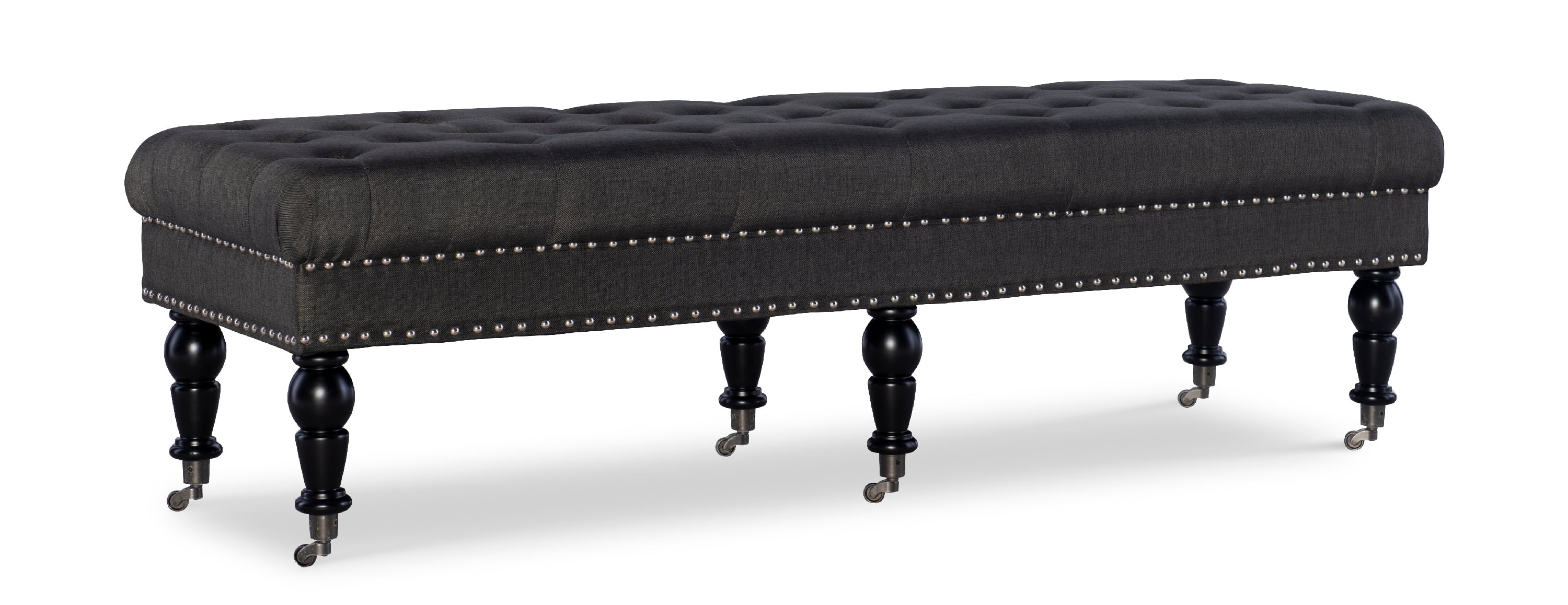 Linon Kacie Tufted Bench, Black/Charcoal