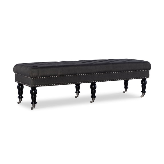 Linon Kacie Tufted Bench, Black/Charcoal