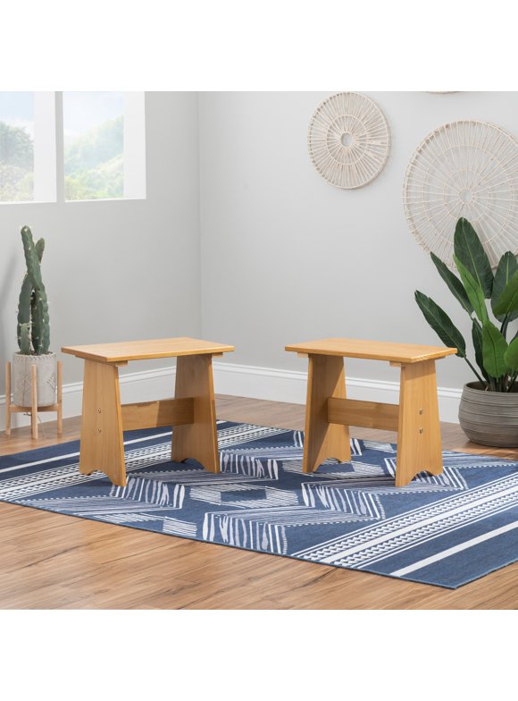 Linon Kasey Backless Dining Bench, Set of 2, Honey