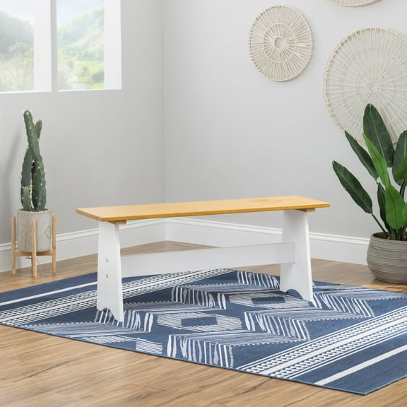 Linon Kasey Indoor Backless Dining Bench with Storage, Honey/White