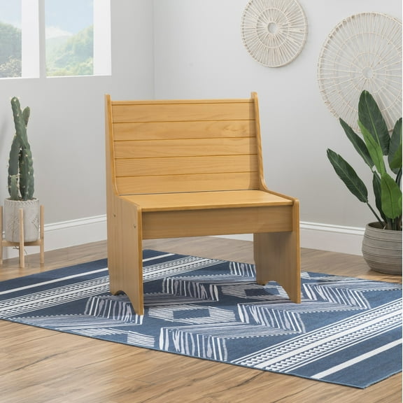 Linon Kasey High Back Dining Bench with Storage, 27" Wide, Honey