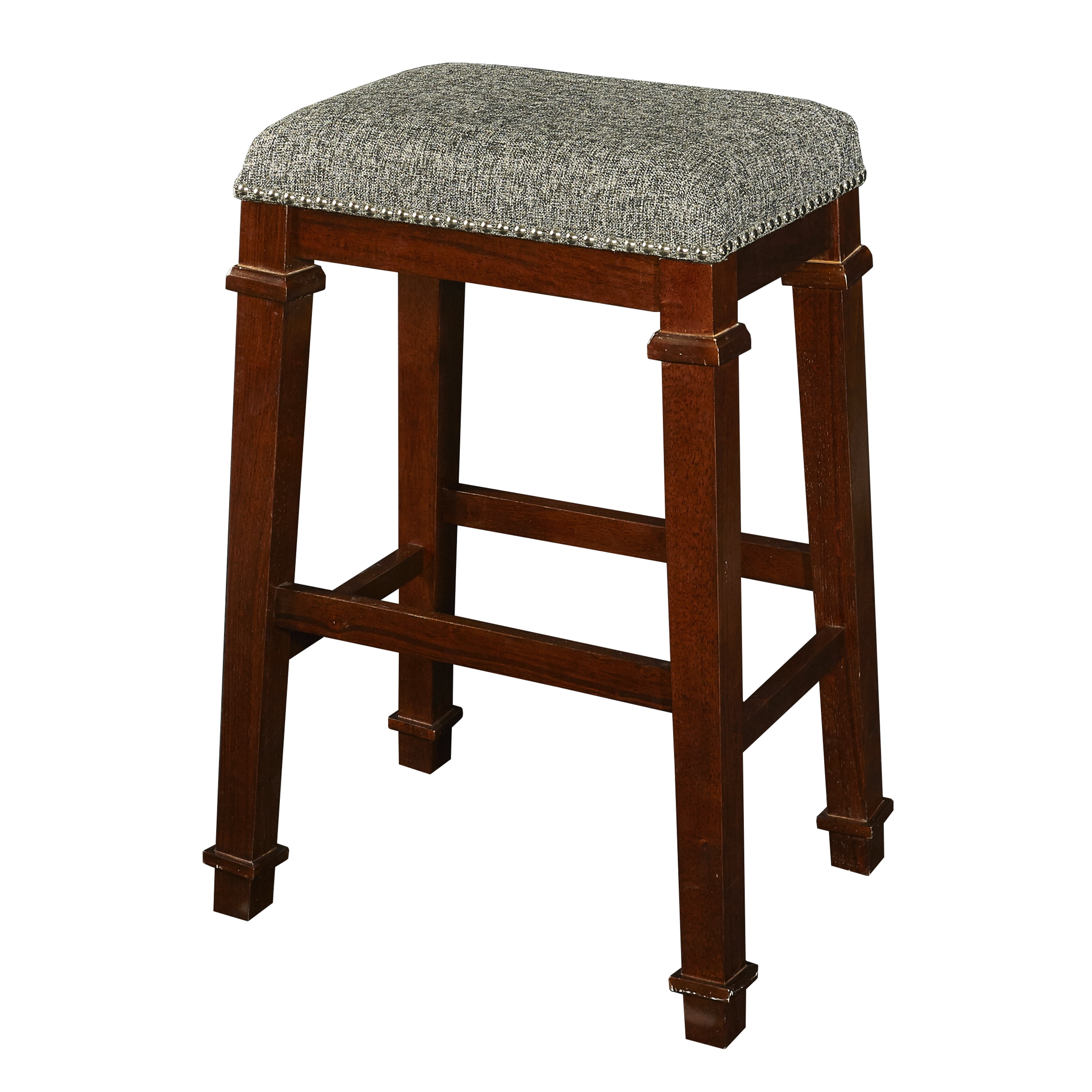 Kennedy 30" Walnut and Brown Backless Wood Barstool