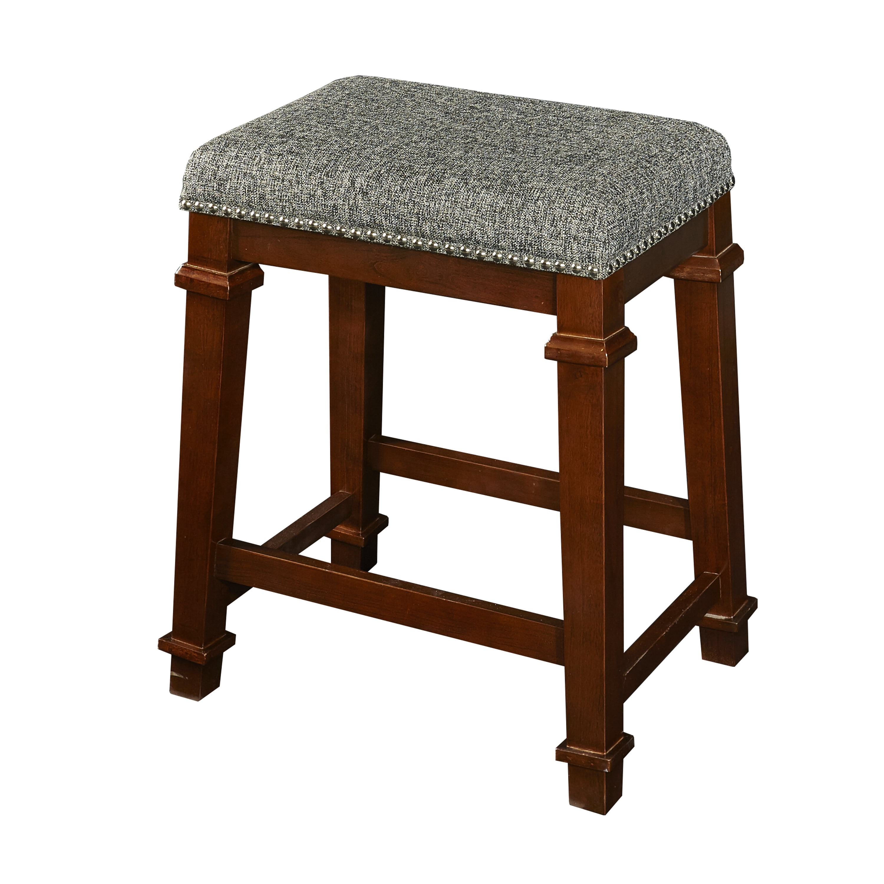 Kennedy Backless Walnut Brown Wood Counter Stool