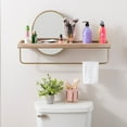 thumbnail image 1 of Linon Kenwood Center Mirror Wall Shelf, Gold Iron Frame with Brown Finish, 1 of 9
