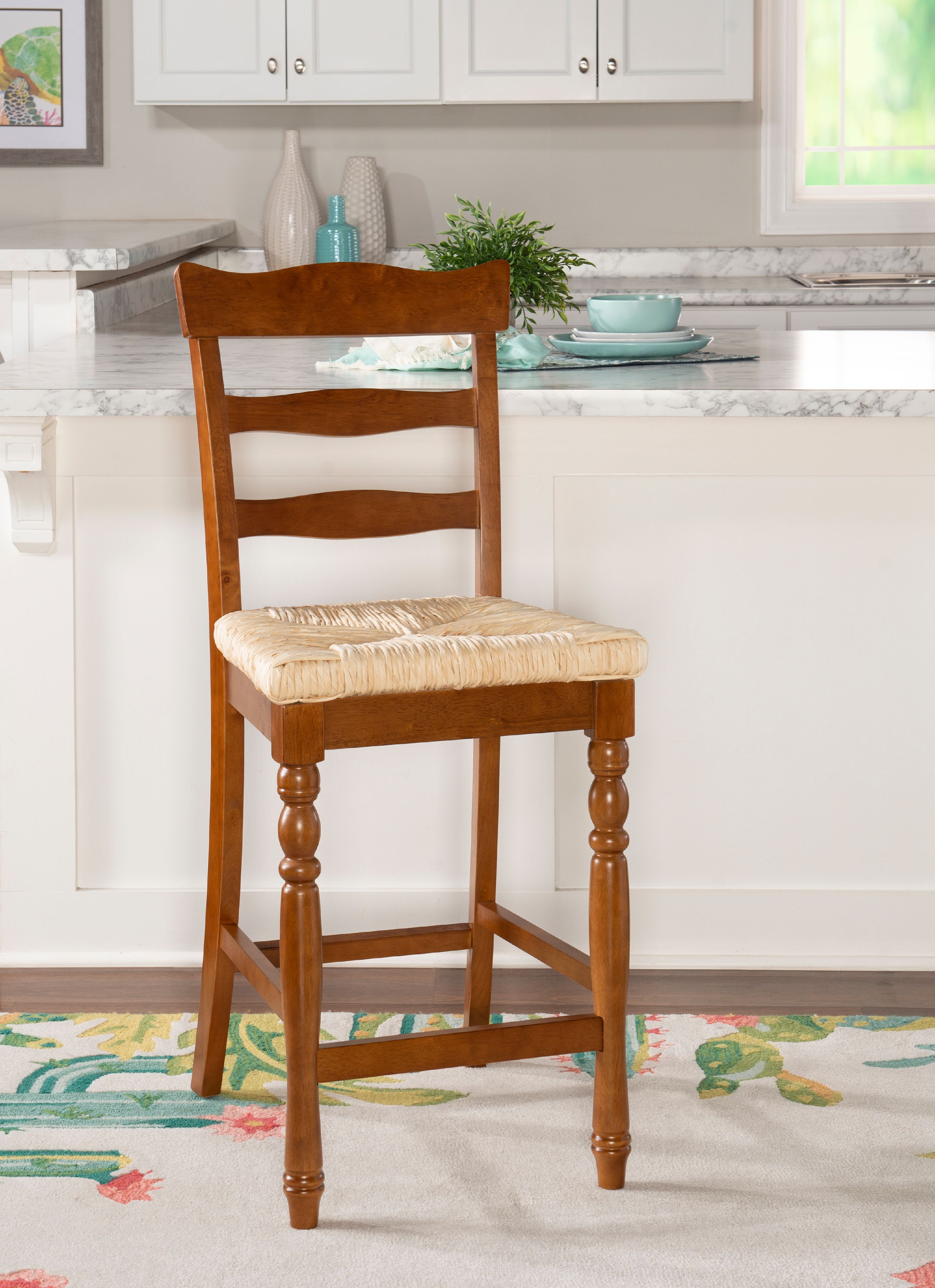 Linon Kiley Full Back Wood Counter Stool 26