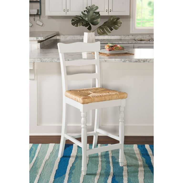 Linon Kiley White Rush Counter Stool
