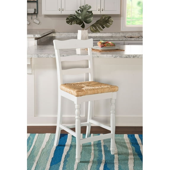 Linon Kiley White Rush Counter Stool
