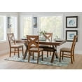 thumbnail image 1 of Linon Kraven 5 Piece Dining Set X-Back Padded Seats in Dark Hazelnut Brown Wood, 1 of 15