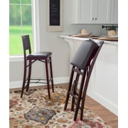 Linon Kristle 30 Folding Mid Back Bar Stool, Merlot/Dark Brown Faux Leather