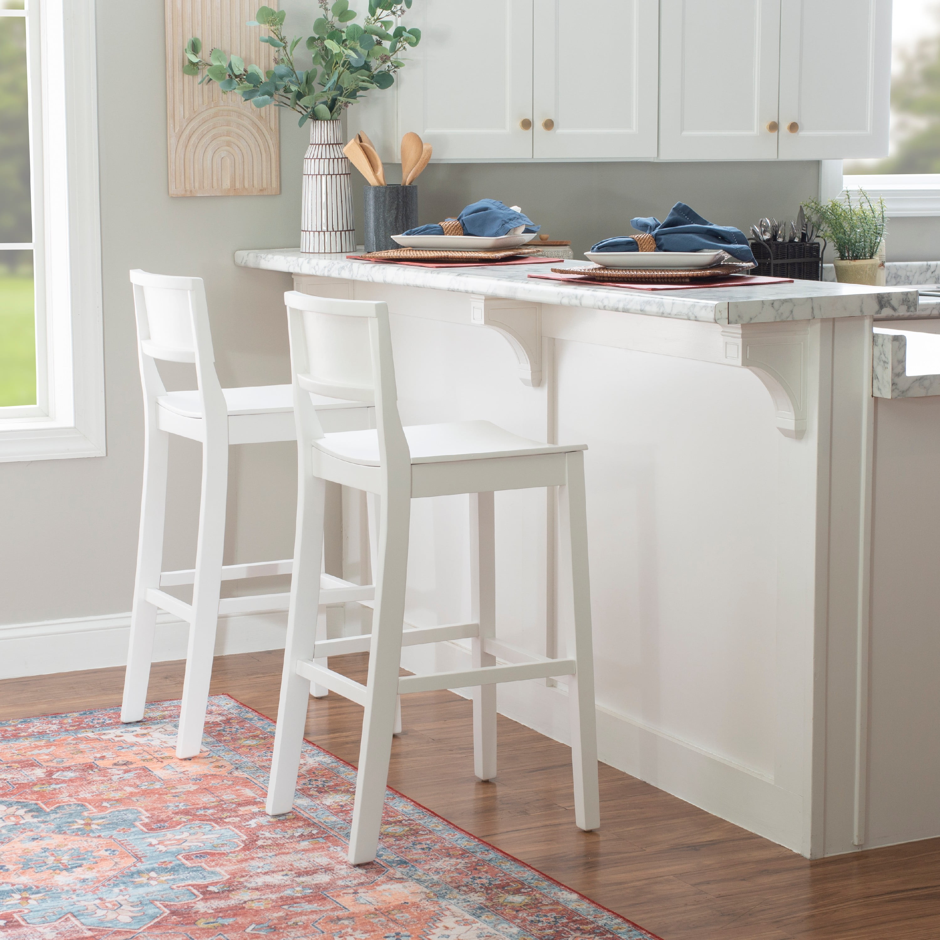 Linon Kristle 31" Indoor Folding Bar Stool, Gray wash/Beige