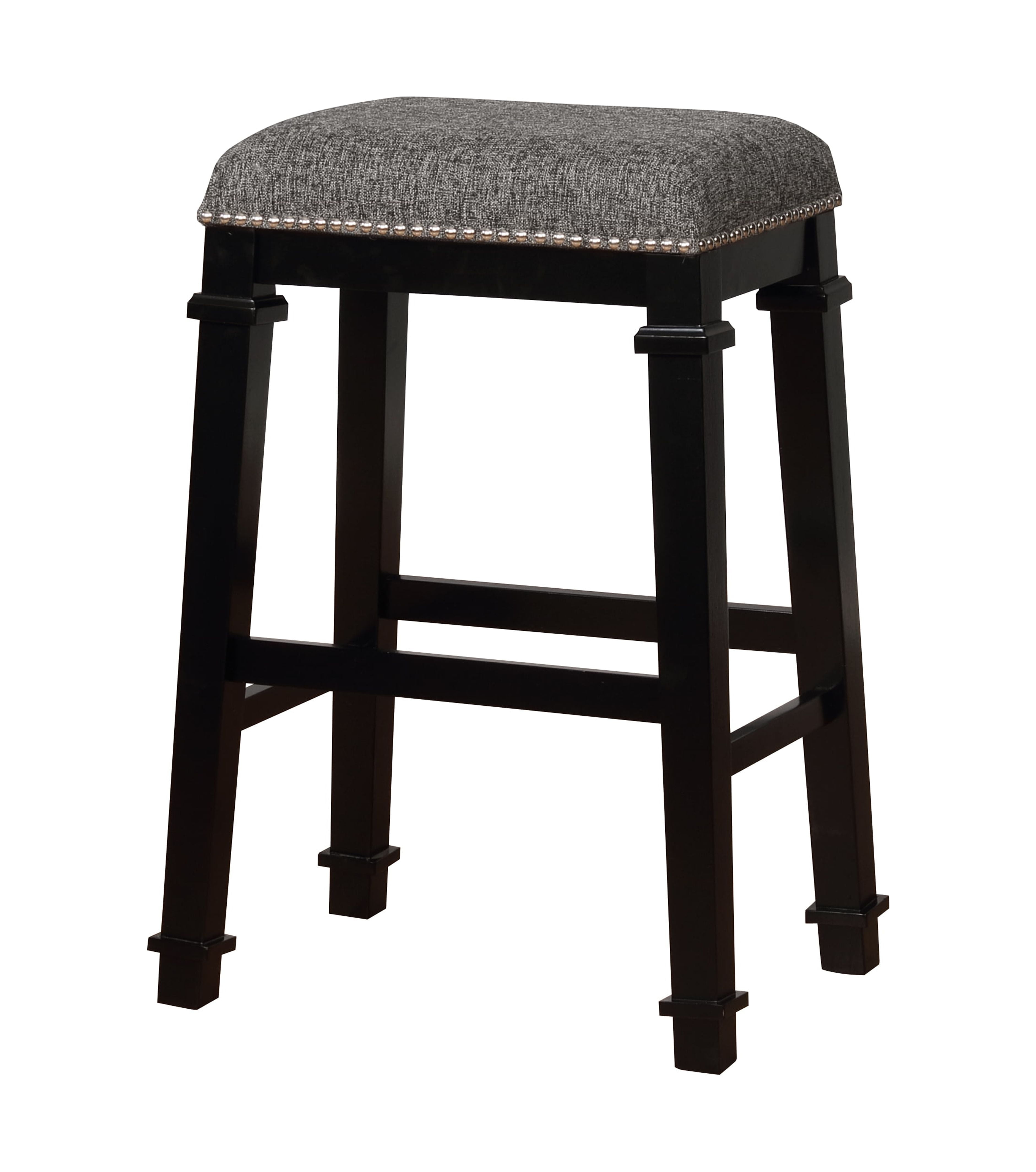Kennedy Black Backless Wood and Tweed Bar Stool