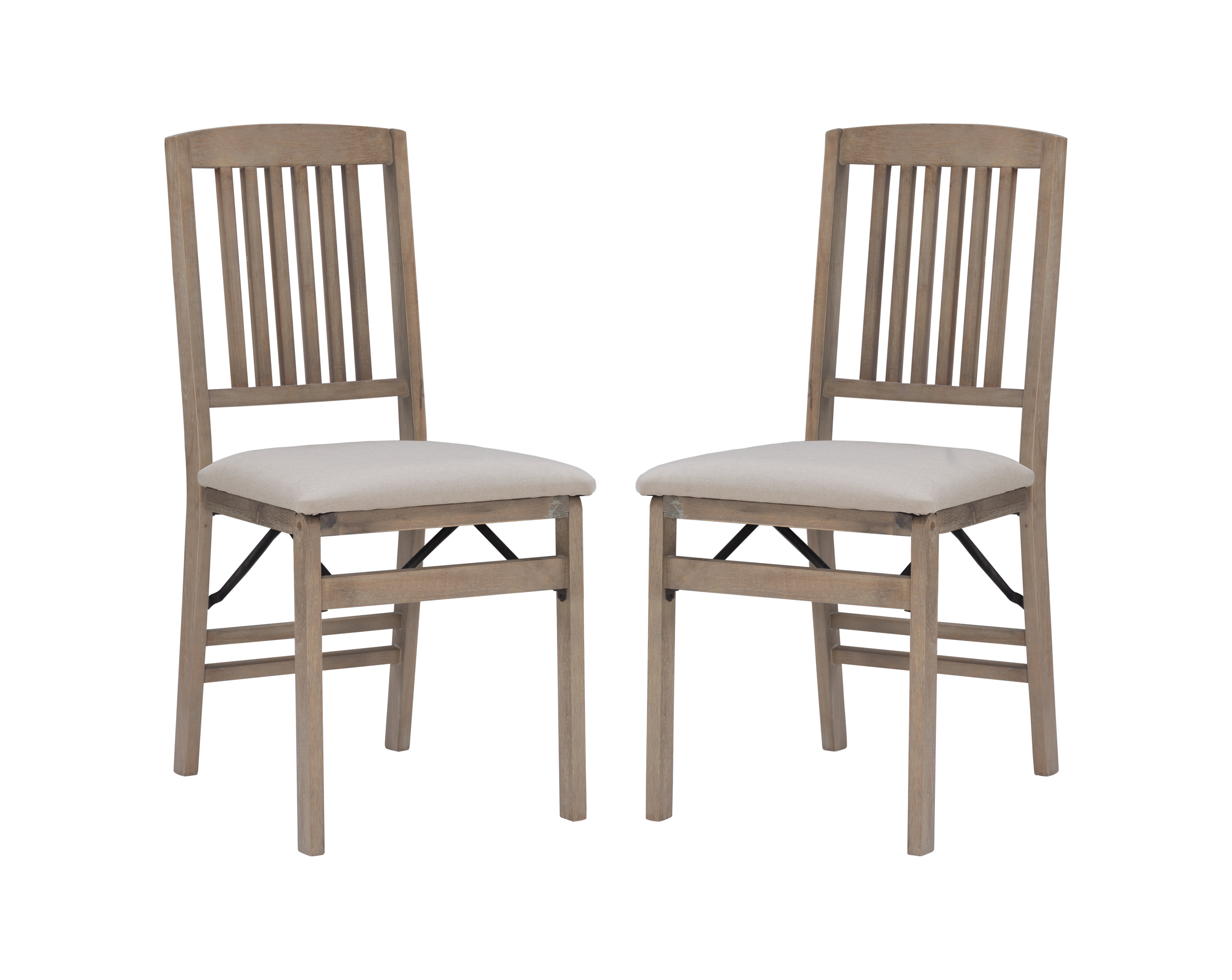 Linon Lafitte Folding Dining Chair, Set of 2, Graywash/Beige