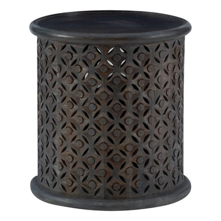 Linon Lainey Wood Side Accent Table in Dark Gray
