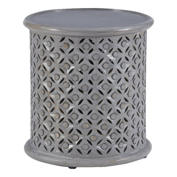 Linon Lainey Wood Side Accent Table in Light Gray