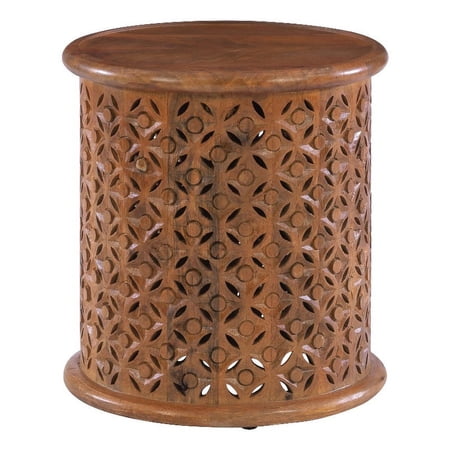 Linon Lainey Wood Side Table in Terra Cotta Orange